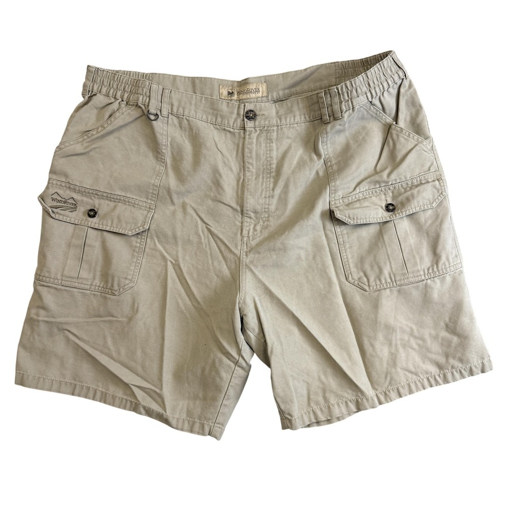 WindRiver Outfitting Co Shorts Mens 44 Beige Cargo Canvas Elastic Waist Outdoor